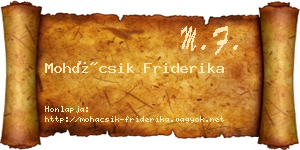 Mohácsik Friderika névjegykártya